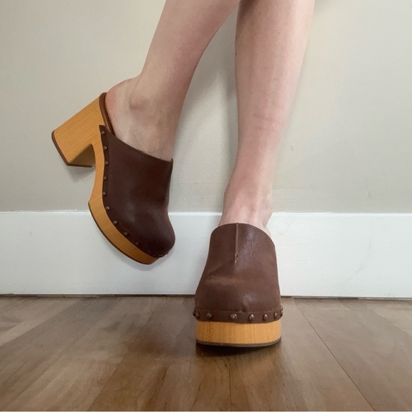 Vintage Y2K Leather Chunky Mules / Clogs - Picture 7 of 7